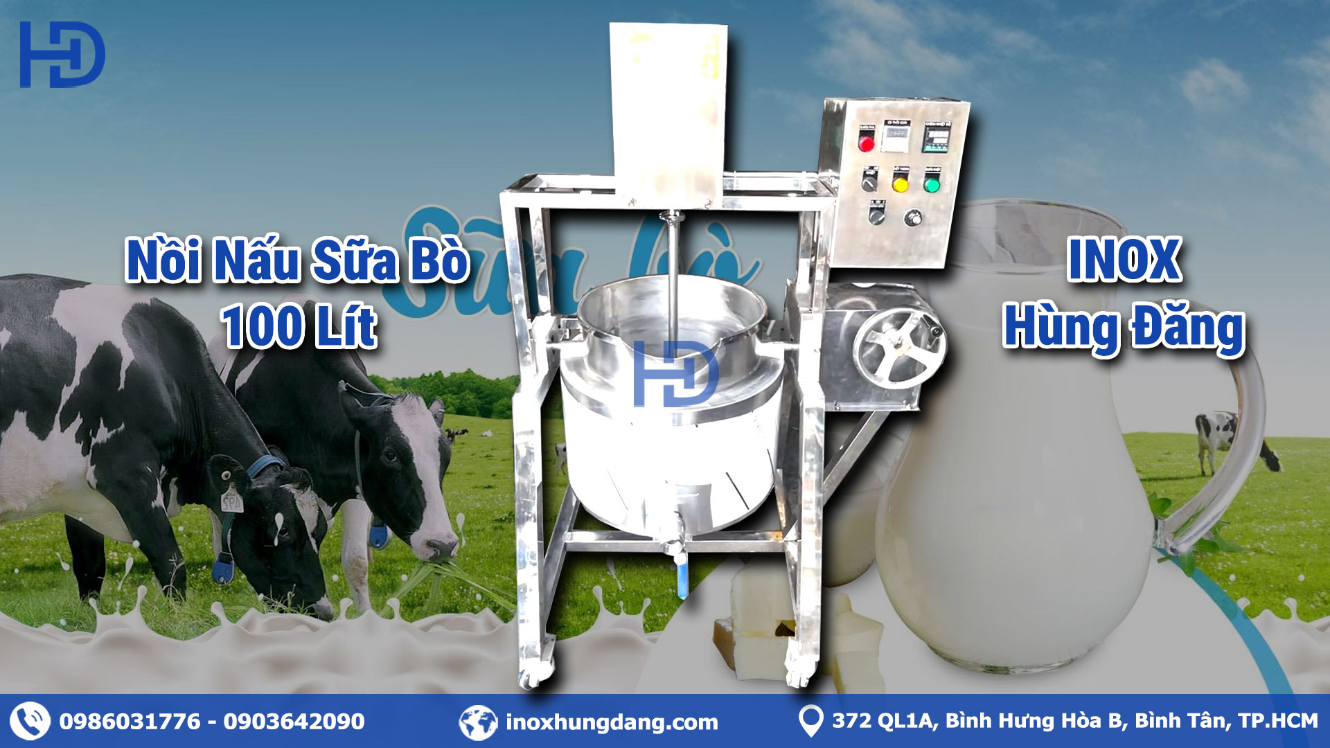 Nồi Nấu Sữa Bò 100 Lít - Inox 304, Chính Hãng Tại Inox Hùng Đăng 2025