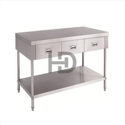 Bàn inox 2 tầng có 3 ngăn kéo