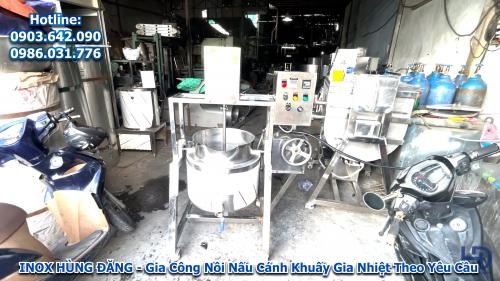 Nồi Nấu Cánh Khuấy Gia Nhiệt 60 Lít - Inox 304, 3 Lớp - Chất Lượng Từ Inox Hùng Đăng